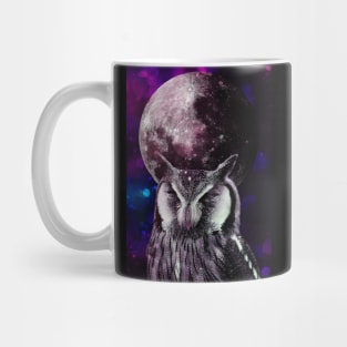 Owl in galaxy with full moon Mug